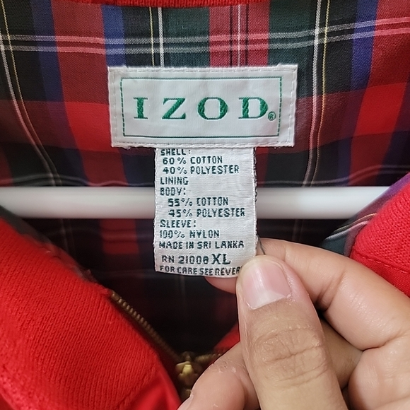 VINTAGE Izod Red Plaid Flannel Lined Full Zip Jacket Coat Outdoors SZ XLarge - Picture 3 of 5